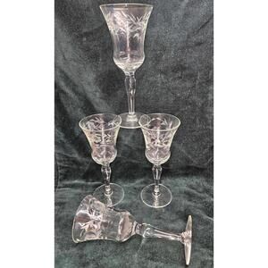 Set of 4 Vintage Tiffin Franciscan Corn Flower Wine Glasses Stem 14196 - 5 5/8"